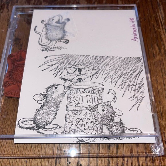 House Mouse Catnip Cling Stamp Pre Owned Rare Stamp Card Making - Picture 1 of 2